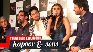 Kapoor amp Sons Trailer Launch  Alia Bhatt Siddharth Malhotra Rishi Kapoor [upl. by Oknuj]