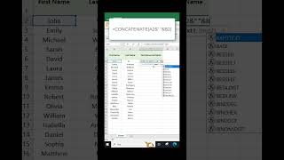 How to Combine Cells in Excel Using the CONCAT Formula  Merging First and Last Names excelshort [upl. by Seugirdor]