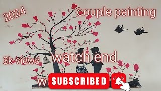 Couple Marriage wall painting drawing artlove couple painting  couple Milan paintingfullvideo [upl. by Benyamin414]