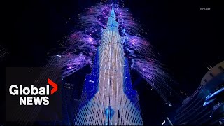 New Years 2023 Dubai puts on thrilling fireworks show at Burj Khalifa [upl. by Sexton]