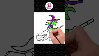 Impariamo a disegnare la strega di Halloween shorts kidsdrawing chikiartitalian [upl. by Aguie]