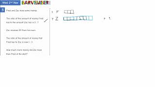 Bar Model Solution to a word problem 2 Nov 2022 Barvember [upl. by Nonaihr]