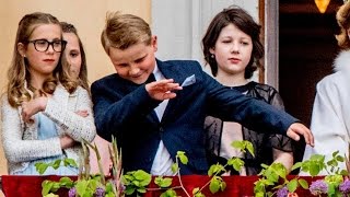 Prince Sverre Magnus dabs on the Royal Palace balcony [upl. by Tome]