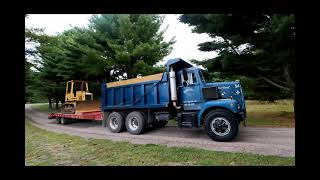 Hauling and dumping stone with Curts 68 Brockway 359 dump truck 8v71 Powered with n80 injectors [upl. by Ahsyen288]