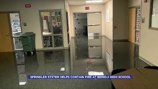 Sprinkler system helps contain fire at Bemidji High School [upl. by Eirrac]