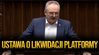 Ustawa quotlikwidująca platformęquot  Marek Jakubiak w Sejmie  Wolni Republikanie [upl. by Innavoj]