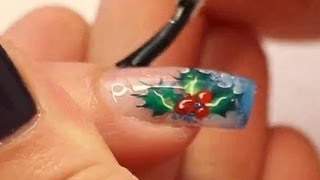 Christmas Nail Art Holly and Berries Christmas Acrylic Nail Art Tutorial Vide by Naio Nails [upl. by Atnaloj58]