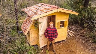 START TO FINISH  Building a Simple Cabin in Off Grid Bush While Im Building the Main Log Cabin [upl. by Yannodrahc553]