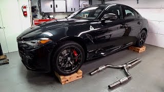 Alfa Romeo Giulia Quadrifoglio X Pipe Exhaust Install with Sound Demo [upl. by Bryn843]