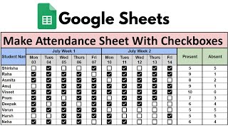 How to Make Attendance Sheet With CheckBoxes  Attendance Checkbox in Google Sheets [upl. by Ursuline]