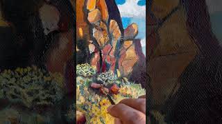 Adding sagebrush and details newmexicoartist painting landscapepainting blackmetal southwest [upl. by Valer]