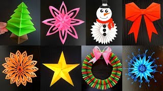 8 DECORACIONES NAVIDEÑAS DE PAPEL PARA HACER EN 5 MINUTOS ideas de decoracion [upl. by Annez]