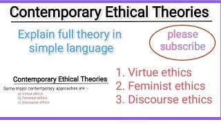 contemporary ethical theories virtue ethics feminist ethics discourse ethics business ethics [upl. by Neri705]