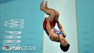 Asher Hong calm and composed on vault in Paris Olympic qualification  NBC Sports [upl. by Yme]