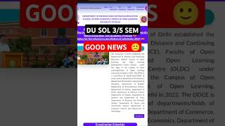 DU SOL 3rd 5th Semester Good News 2024 Students shorts [upl. by Aleusnoc]