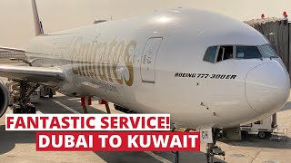 Trip ReportEmiratesDubaiKuwaitB777300EREconomy class [upl. by Yzmar250]