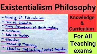 Existentialism PhilosophyKnowledge amp Curriculum for all Teaching exams [upl. by New]