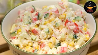 САМЫЙ ВКУСНЫЙ САЛАТ С КРАБОВЫМИ ПАЛОЧКАМИ И СВЕЖИМ ОГУРЦОМ  SALAD WITH CRAB STICKS [upl. by Animrac]