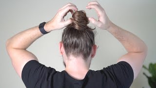 How To Tie A THICK MESSY BUN Detailed Man Bun Tutorial [upl. by Novahs448]