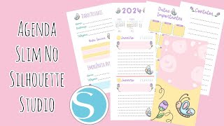 Agenda Slim No Silhouette Studio  Parte 1 Diagramação e Bolsinho [upl. by Bannon712]