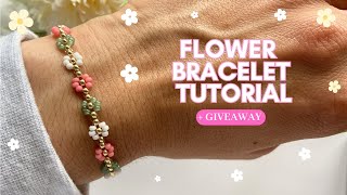 Easy Beaded Daisy Flower Bracelet Tutorial [upl. by Tronna87]