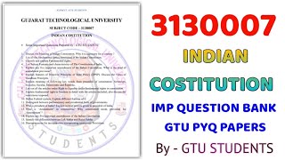 3130007  INDIAN COSTITUTION IMPORTANT QUESTION BANK [upl. by David835]