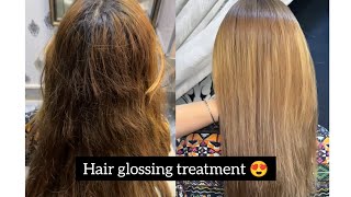 hair glossing treatmenthair polishing treatment at home best hair gloss treatment tutorial [upl. by Reinaldos]