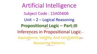 Inferences in Propositional LogicArtificial IntelligenceLogical ReasoningEquivalencePatterns [upl. by Ardnaeel279]