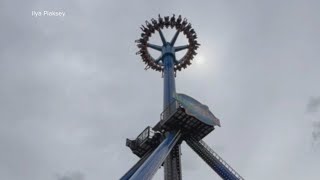 Crews rescue 28 people trapped dangling upside down high up on Oregon amusement park ride [upl. by Gausman303]