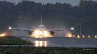 Germania Airbus A319 Landing at Airport BernBelp  Reverse Thrust Spray [upl. by Zetrac]