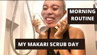 HOW I EXFOLIATE MY SKIN WITH MAKARI EXFOLIATING SCRUB  MY MAKARI SCRUB DAY [upl. by Melda]