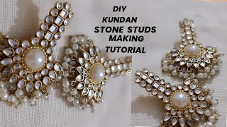 DIY Kundan Stone Studs  Easy amp Simple Tutorial 4 Begginers viralvideo tutorial gehnay trending [upl. by Roger]