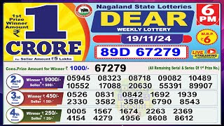 Dear Lottery Sambad Evening 6 PM today 191124 Nagaland State Lottery Result [upl. by Noda749]