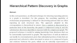 Hierarchical Pattern Discovery in Graphs [upl. by Matuag]