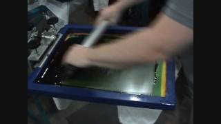 Amazing screen printing demo with a push stroke on tshirts [upl. by Eeuqram]