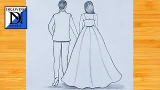 How to Draw Couple Very Easy  Step by Step Drawing Tutorial  Easy Drawing  Couple Drawing Easy [upl. by Kingston]