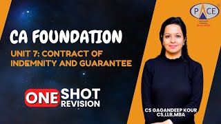 Contract of Indemnity and Guarantee  CAF Jan’25  One Shot by CS Gangandeep Kour PACE Indore [upl. by Tertia]