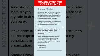 COVER LETTER for CVs and RESUMES shorts [upl. by Werdna]