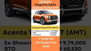 Magnite Acenta Turbo AMT Price On Road  Magnite Price  Magnite Base Model Price magnite nissan [upl. by Ahsilif]