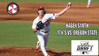 2024 MLB Draft Arkansas LHP Hagen Smith 17 Ks vs Oregon State [upl. by Sedecrem]