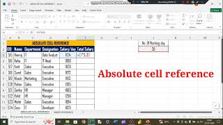 Formulas and functions in Excel  Part  5 Absolute cell reference [upl. by Meehyrb722]