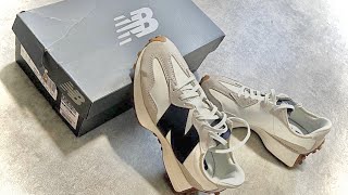 NEW BALANCE 327 MOONBEAM TRAINERS UNBOXING AND TRY ON [upl. by Rizzo882]