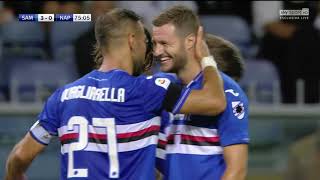 SKY SPORT HD TREVISANI  Il capolavoro di Quagliarella in Sampdoria Napoli 30 [upl. by Aihk]