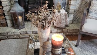 DECORATE WITH ME COZY FALL SITTING AREA AND FIREPLACE TOUR [upl. by Merrick]