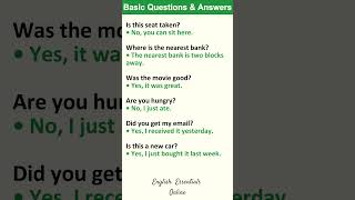 Basic Questions amp Answers  English Speaking Practice  Learn English [upl. by Annasus361]