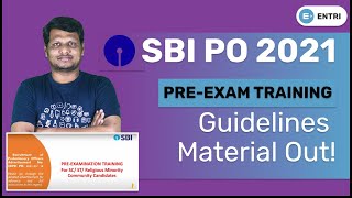 SBI PO 2021 UPDATE 📌  PRE EXAMINATION TRAINING GUIDELINES MATERIAL UPLOADED  ENTRI TELUGU [upl. by Noreg]