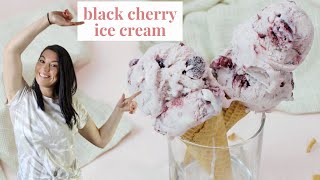 6 INGREDIENT Black Cherry Ice Cream  Ice Cream Machine Recipe  Homebody Eats [upl. by Ylime]