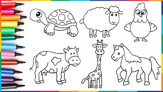 Easy Animal Drawings for Kids  How to Draw Cute Animals for kids and toddlers [upl. by Elimay]