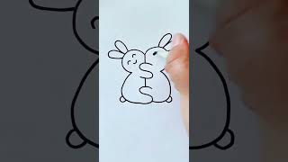 Pencil ✏️ art of rabbit 🐰Two rabbit hug drawing with pencil ✏️✏️rabbitdrawing pencilart ytviral [upl. by Enej]