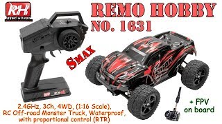 REMO HOBBY 1631 Smax 24GHz 3Ch 4WD 116 Scale RC Offroad Monster Truck Waterproof RTR [upl. by Ossy]